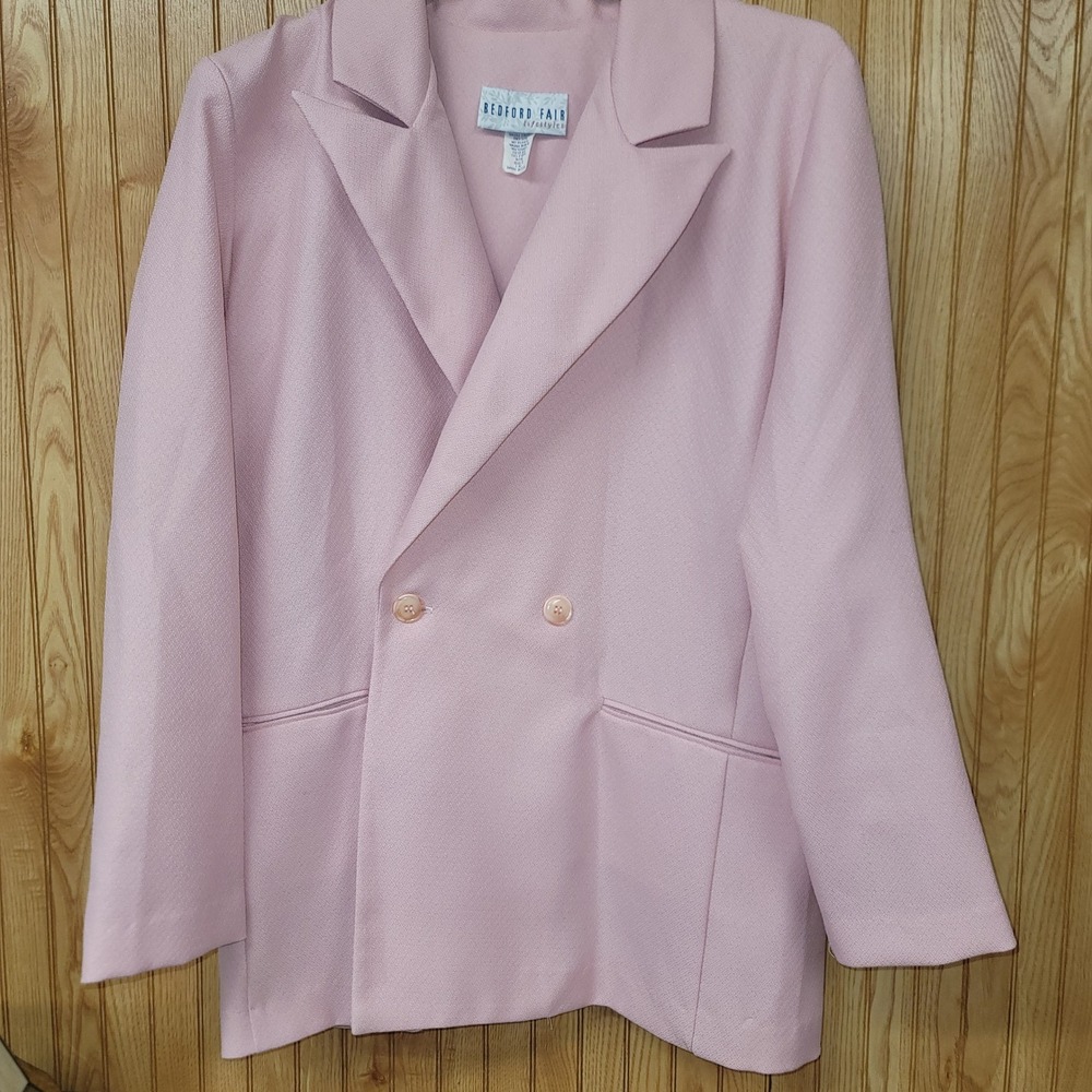 VTG Rose Pink Retro Double Breasted Blazer Jacket Sz 12 Professional Barbiecore‎